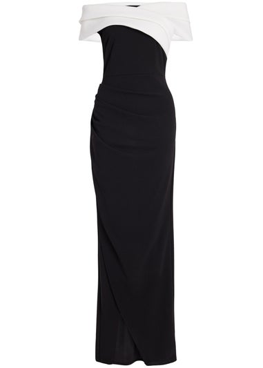 Quiz Black Pleated Bardot Maxi Dress