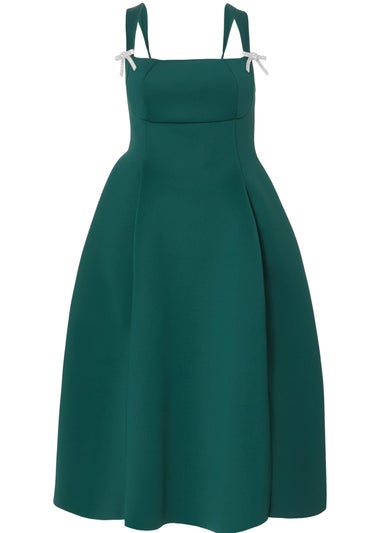 Quiz Green Diamante Bow Midi Dress