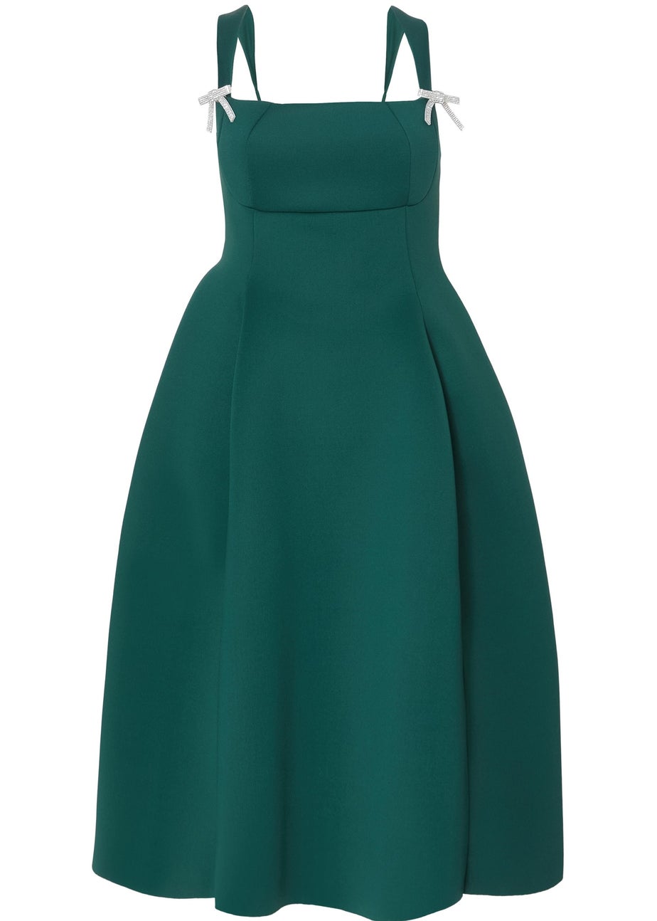 Quiz Green Diamante Bow Midi Dress