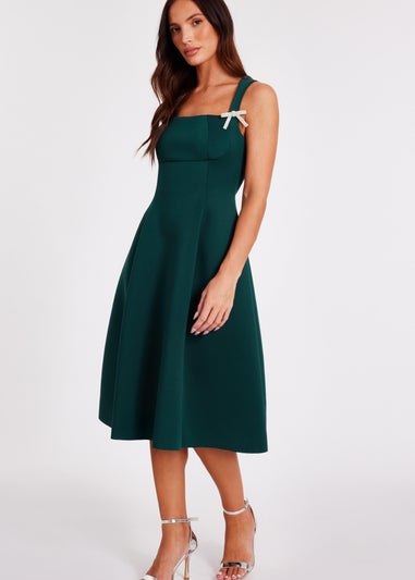 Quiz Green Diamante Bow Midi Dress