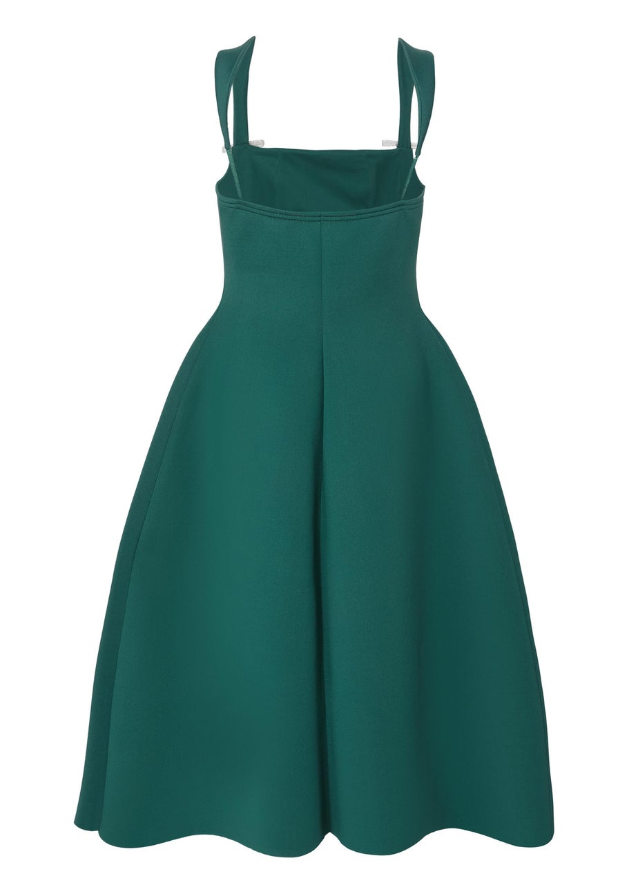 Quiz Green Diamante Bow Midi Dress