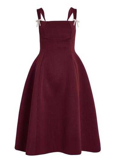 Quiz Burgundy Diamante Bow Midi Dress