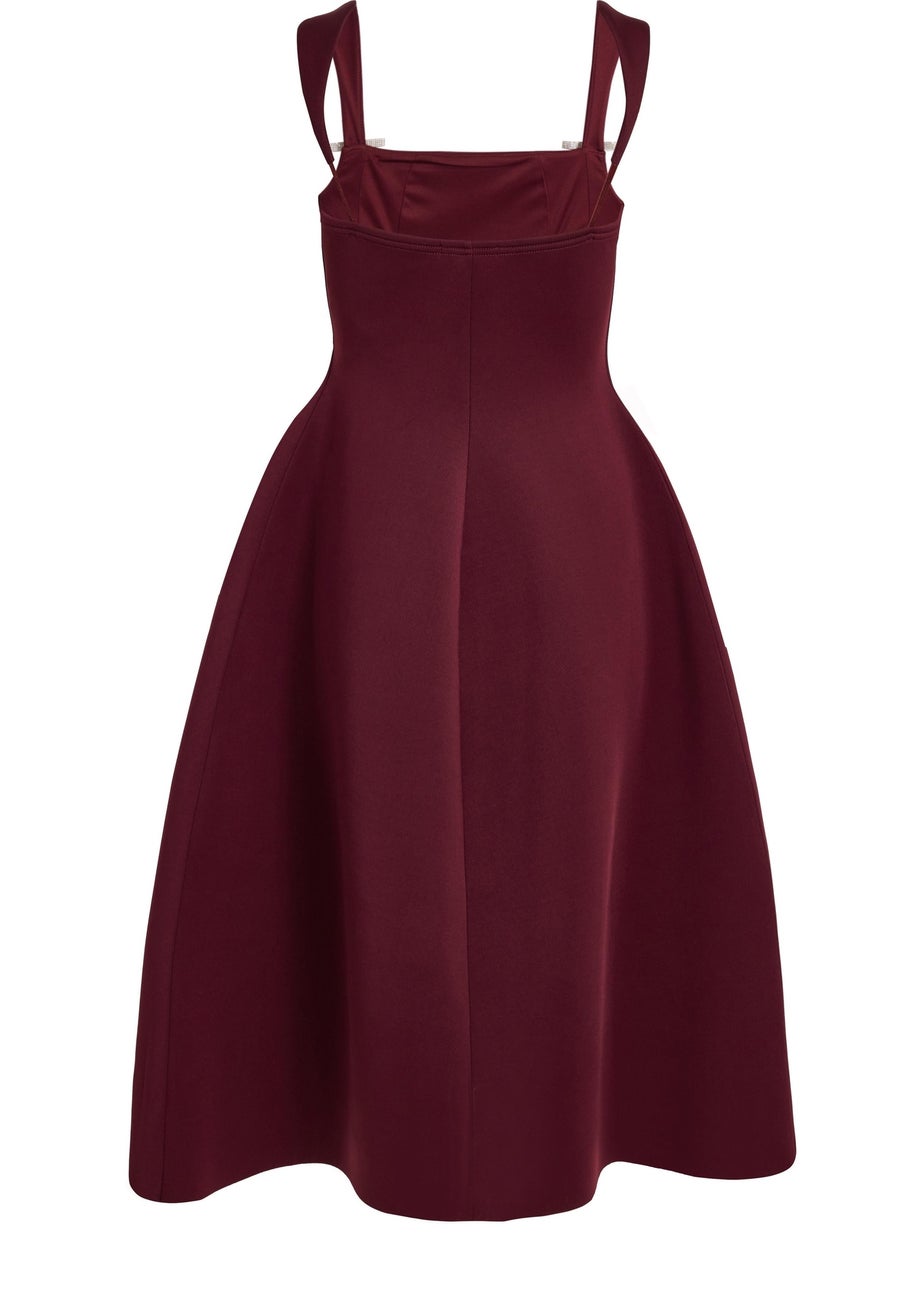Quiz Burgundy Diamante Bow Midi Dress