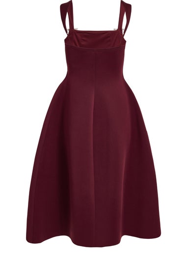 Quiz Burgundy Diamante Bow Midi Dress