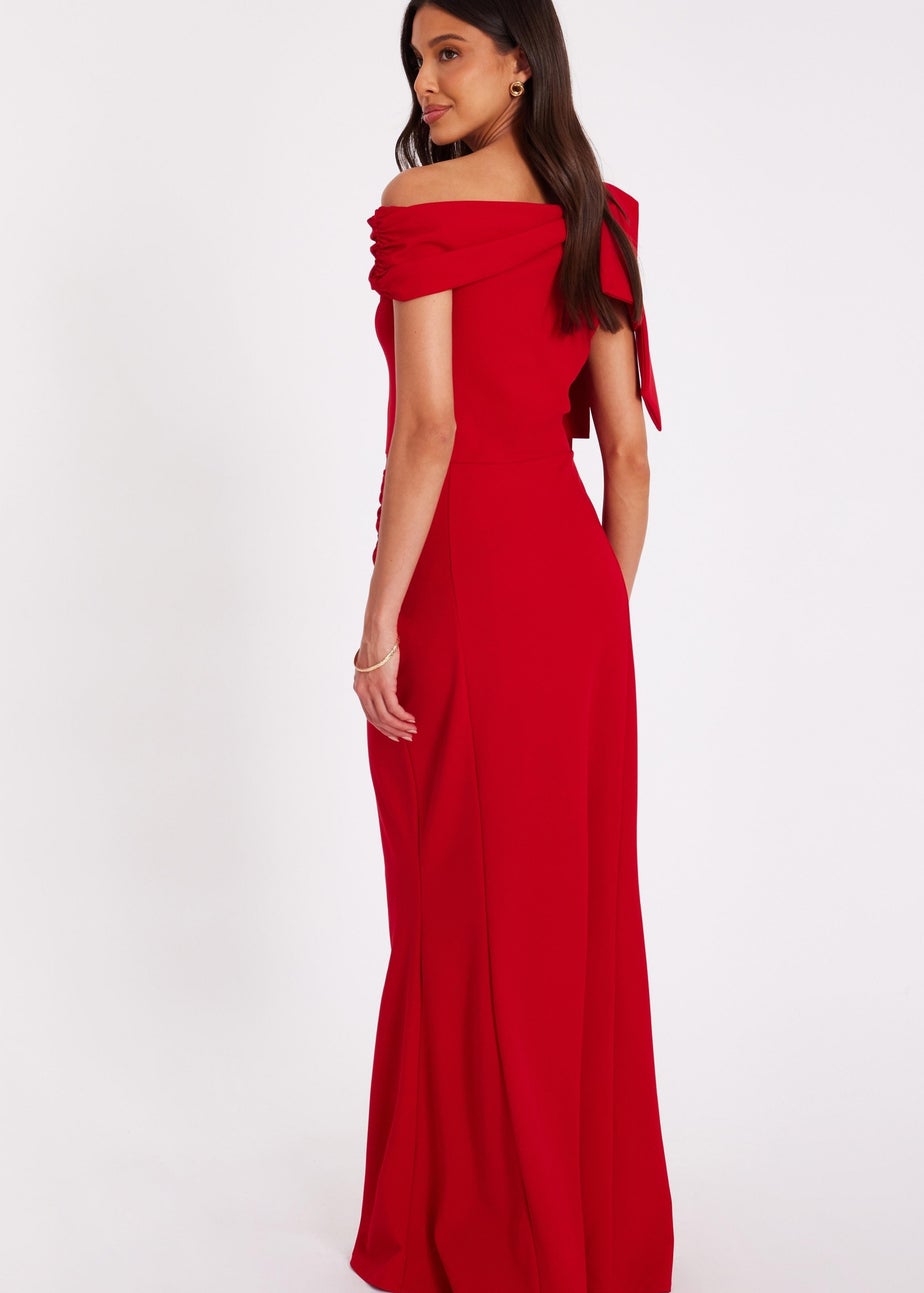 Quiz Red Tie Shoulder Maxi Dress