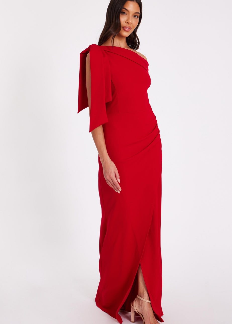 Quiz Red Tie Shoulder Maxi Dress