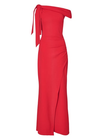 Quiz Red Tie Shoulder Maxi Dress