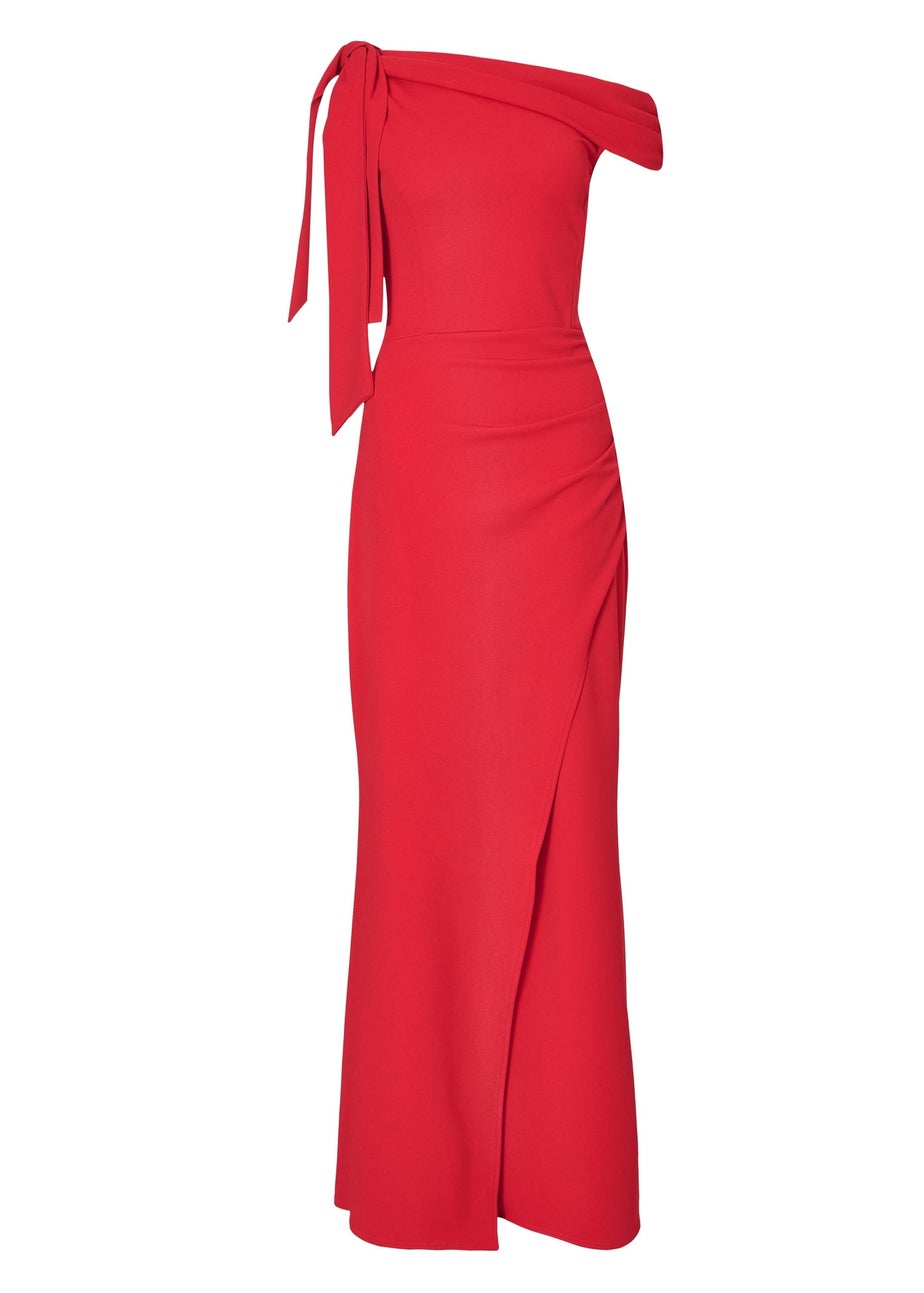 Quiz Red Tie Shoulder Maxi Dress
