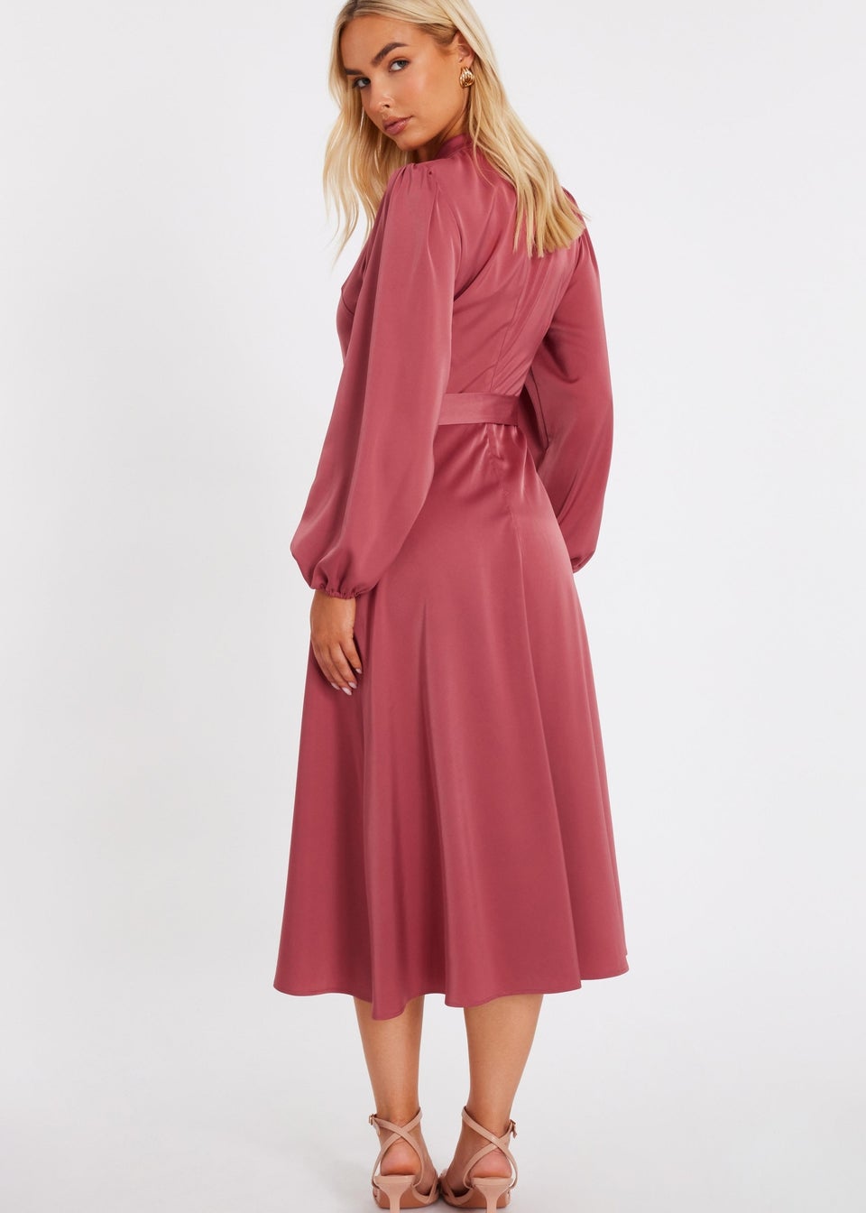 Quiz Lilac Satin Button Front Midaxi Dress