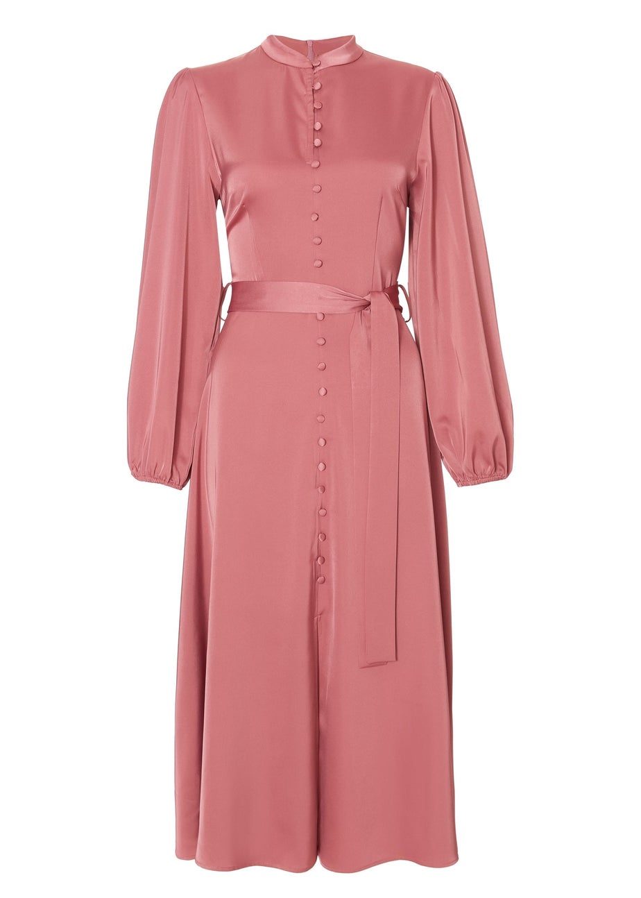 Quiz Lilac Satin Button Front Midaxi Dress