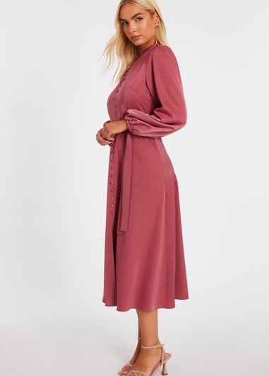 Quiz Lilac Satin Button Front Midaxi Dress