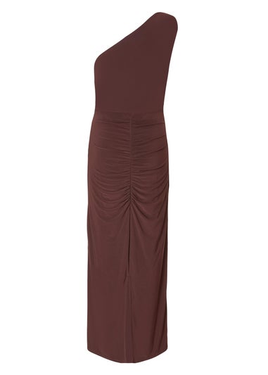 Quiz Brown One Shoulder Ruched Dress
