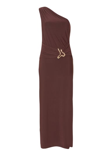 Quiz Brown One Shoulder Ruched Dress