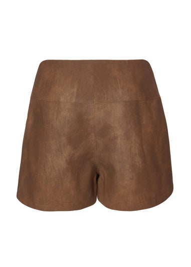 Quiz Brown Studded Faux Leather Skort