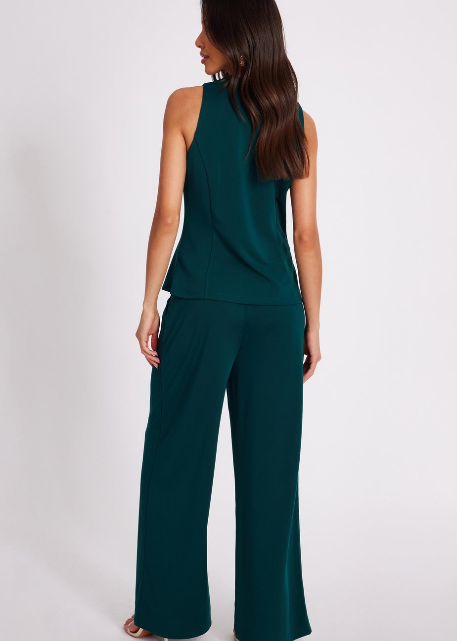 Quiz Green Button Front Waistcoat