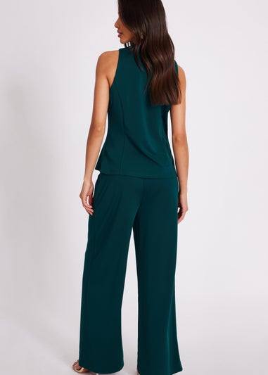 Quiz Green Button Front Waistcoat