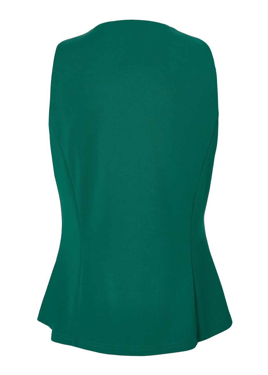 Quiz Green Button Front Waistcoat