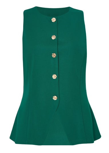 Quiz Green Button Front Waistcoat