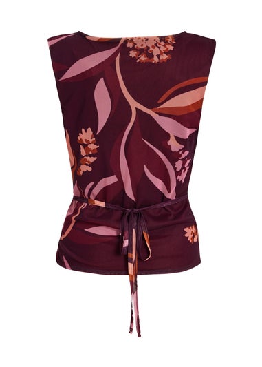 Quiz Burgundy Floral Cowl Neck Top