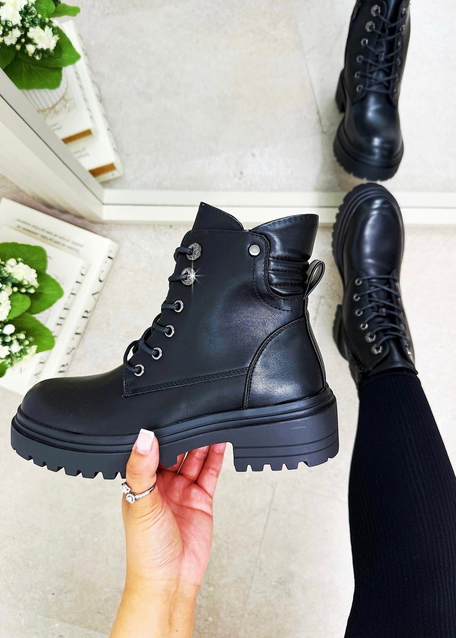 Love Lemonade Black Rebel Lace Up Boots