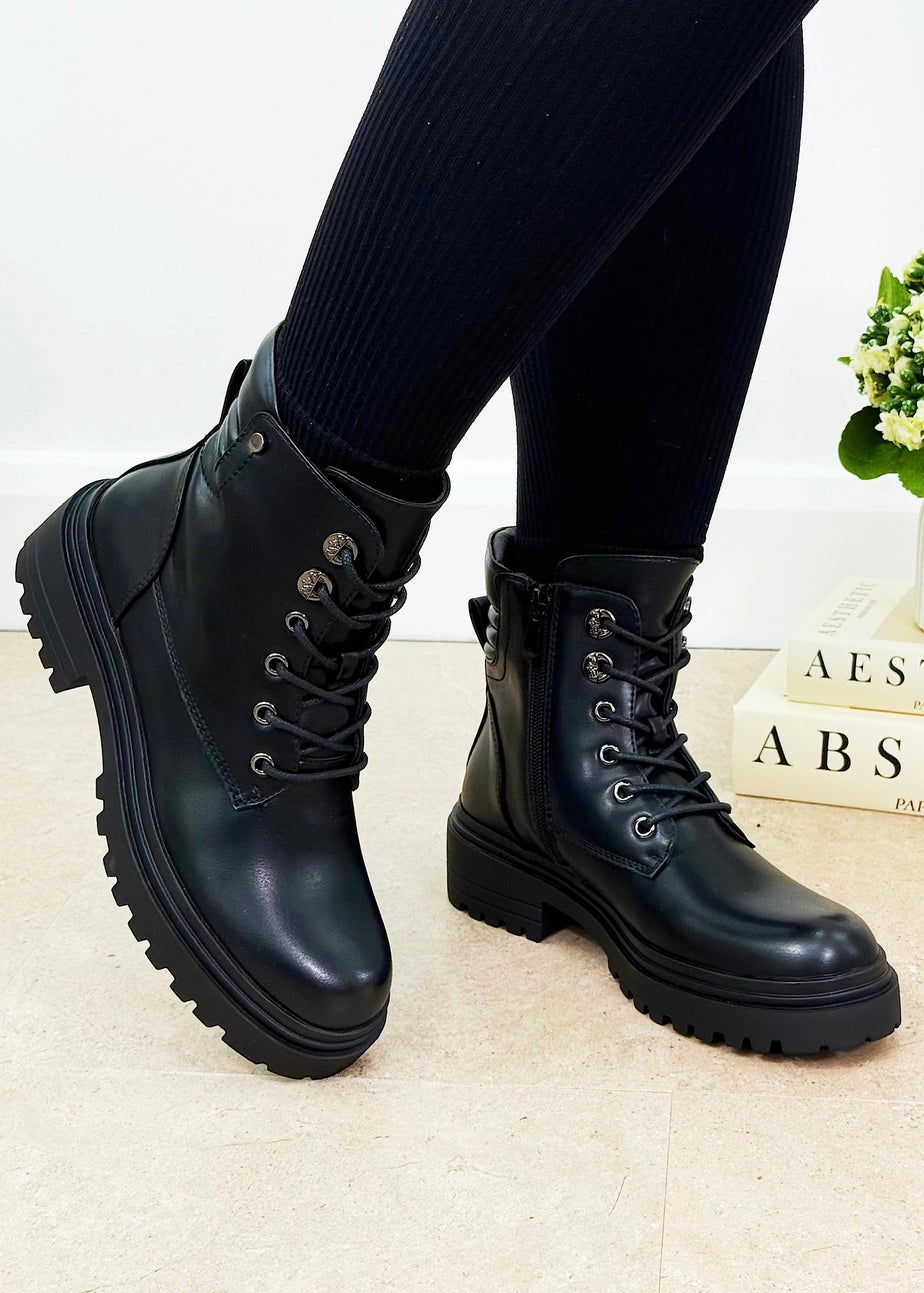 Love Lemonade Black Rebel Lace Up Boots