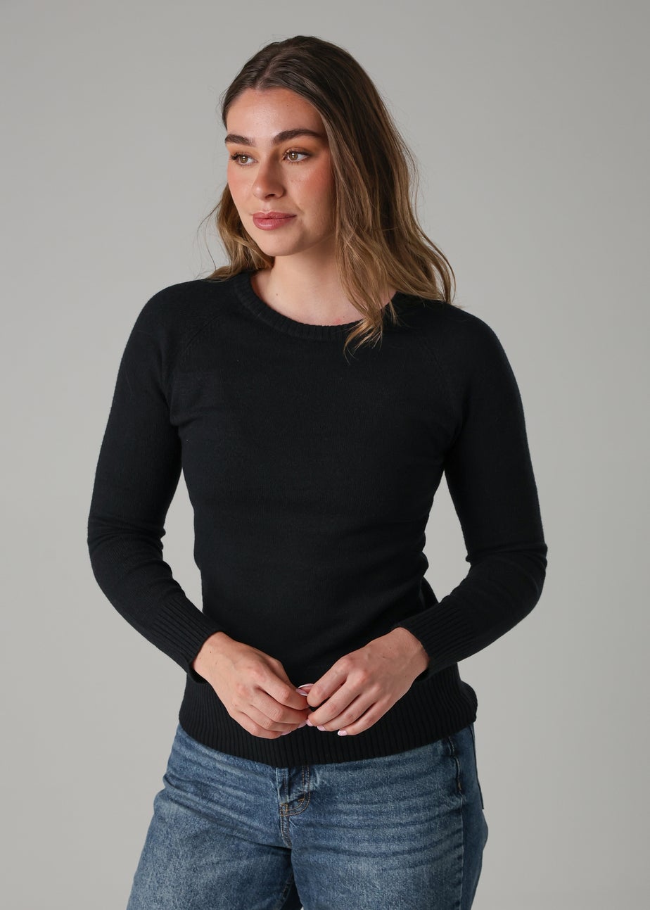 French Connection Black Cosy Soft Touch Crew Neck Raglan Jumper
