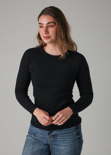 French Connection Black Cosy Soft Touch Crew Neck Raglan Jumper