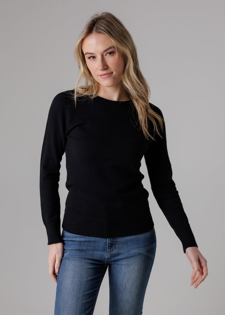 French Connection Black Cosy Soft Touch Crew Neck Raglan Jumper