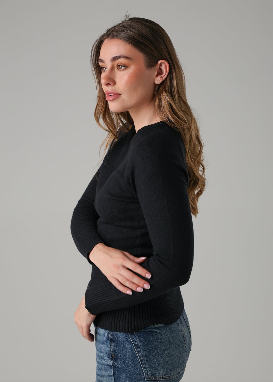 French Connection Black Cosy Soft Touch Crew Neck Raglan Jumper