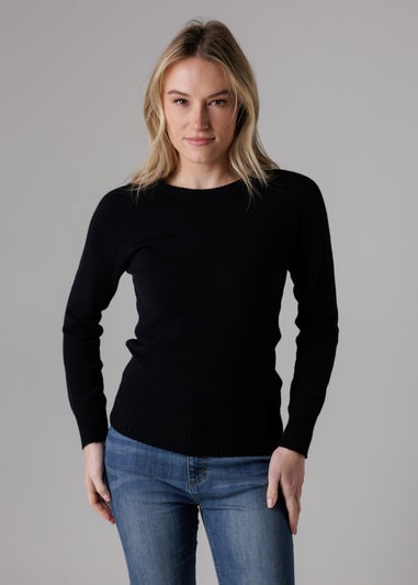 French Connection Black Cosy Soft Touch Crew Neck Raglan Jumper