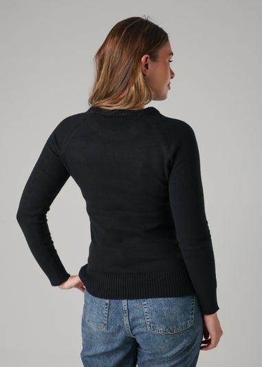 French Connection Black Cosy Soft Touch Crew Neck Raglan Jumper