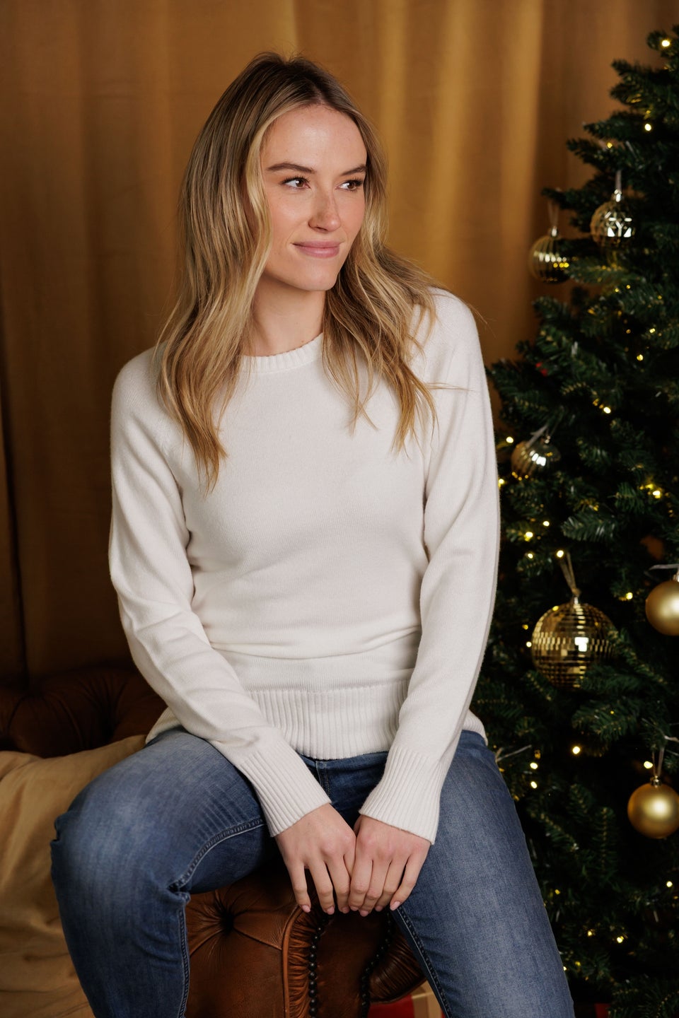 French Connection White Cosy Soft Touch Crew Neck Raglan Jumper