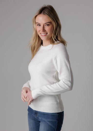 French Connection White Cosy Soft Touch Crew Neck Raglan Jumper
