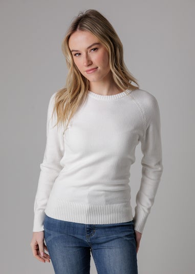 French Connection White Cosy Soft Touch Crew Neck Raglan Jumper