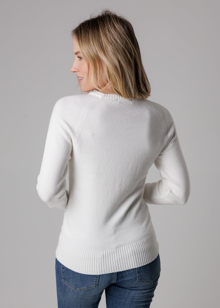 French Connection White Cosy Soft Touch Crew Neck Raglan Jumper