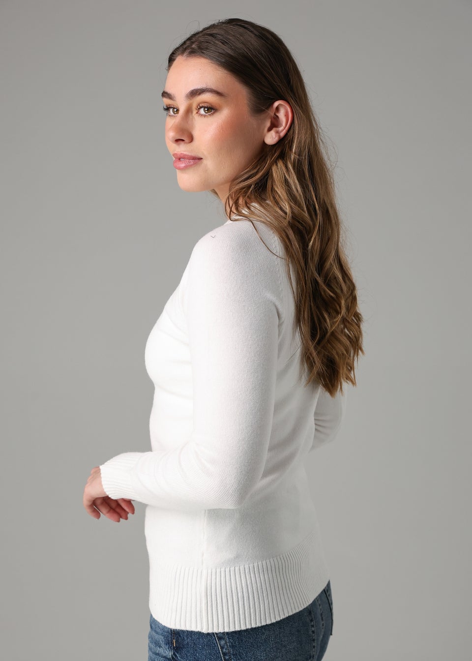 French Connection White Cosy Soft Touch Crew Neck Raglan Jumper