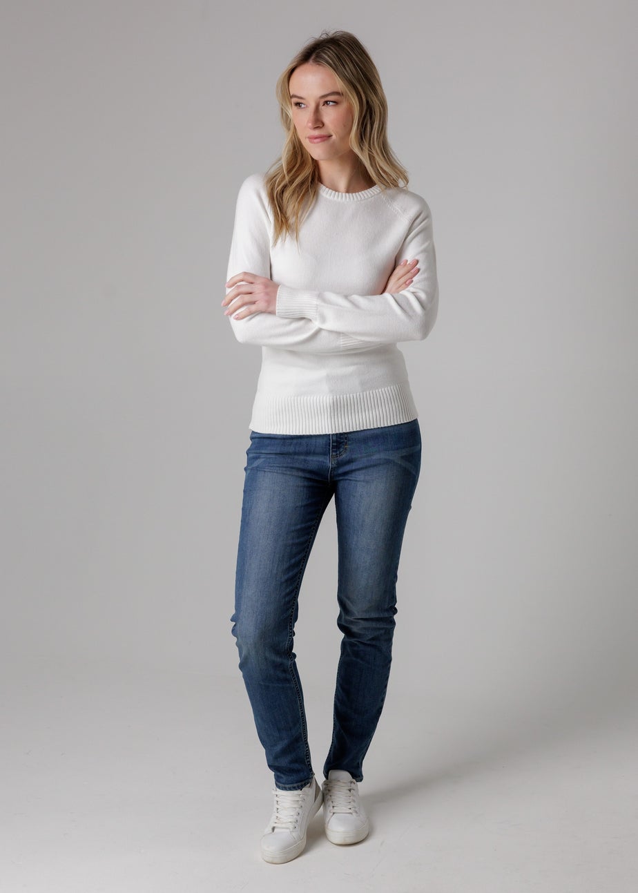 French Connection White Cosy Soft Touch Crew Neck Raglan Jumper