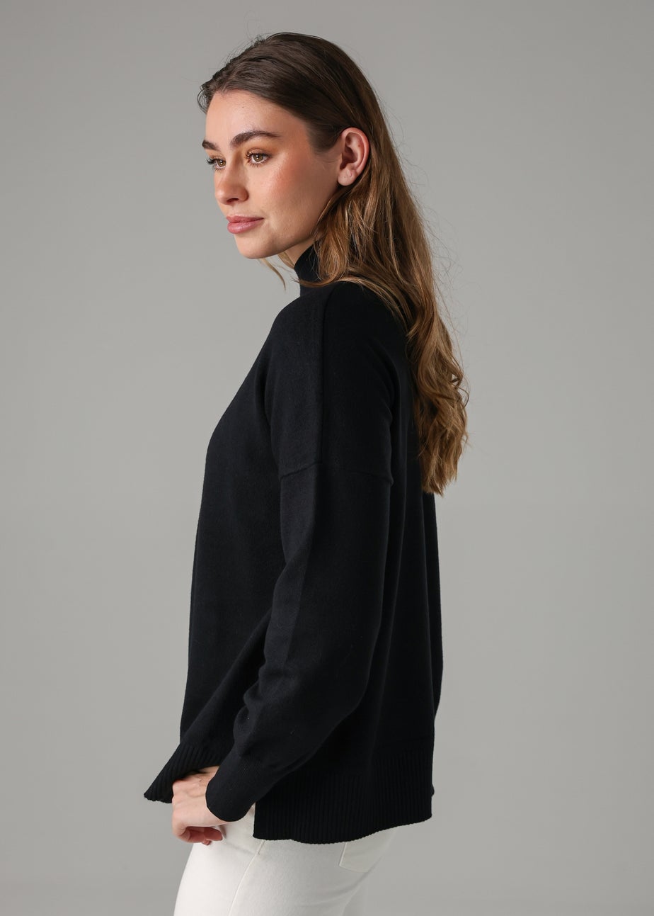 French Connection Black High Neck Cosy Long Sleeve Jumper