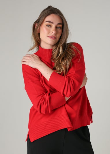 French Connection Red High Neck Cosy Long Sleeve Jumper