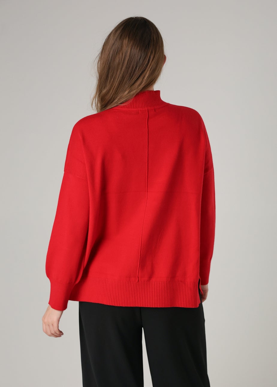 French Connection Red High Neck Cosy Long Sleeve Jumper