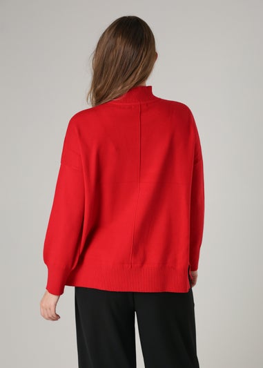 French Connection Red High Neck Cosy Long Sleeve Jumper