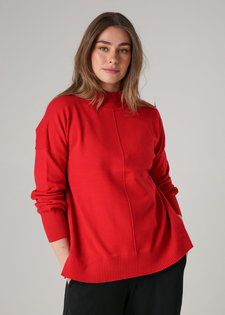 French Connection Red High Neck Cosy Long Sleeve Jumper