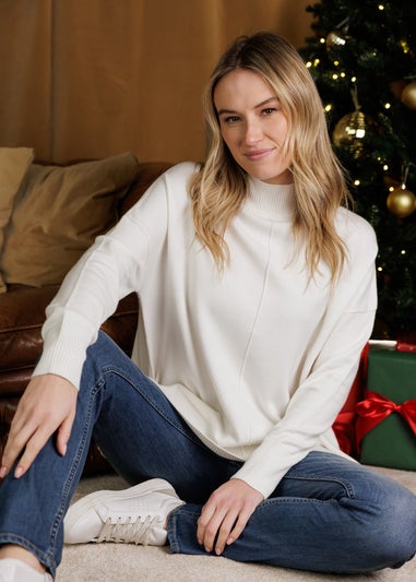 French Connection White High Neck Cosy Long Sleeve Jumper