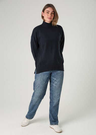 French Connection Navy Cosy Soft Touch High Neck Seam Jumper