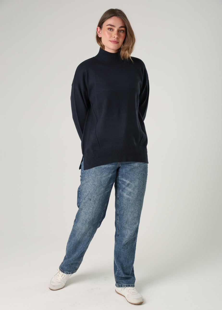 French Connection Navy Cosy Soft Touch High Neck Seam Jumper