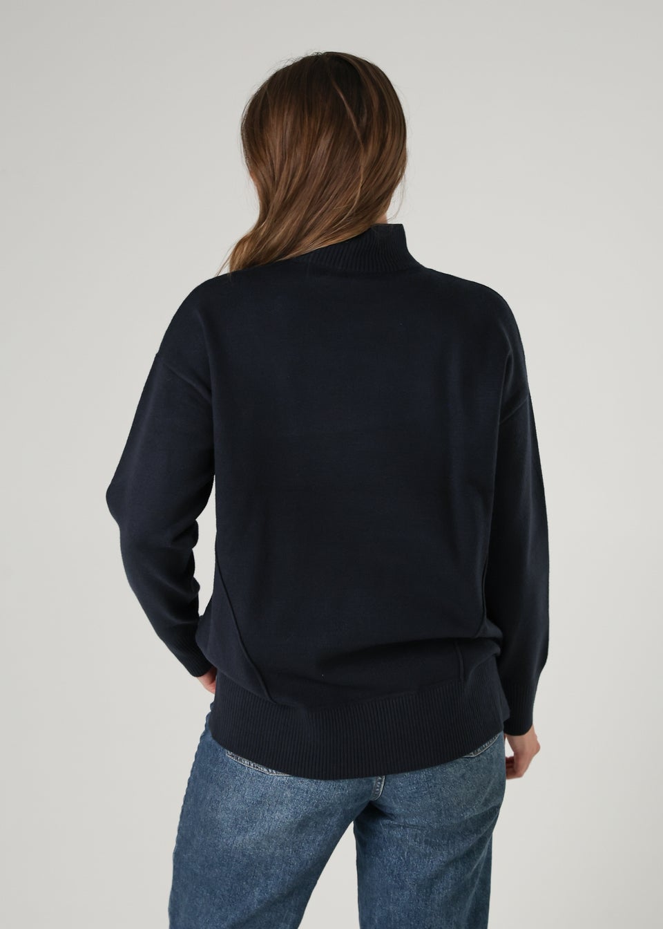 French Connection Navy Cosy Soft Touch High Neck Seam Jumper