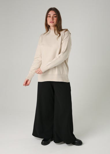 French Connection Beige Cosy Soft Touch High Neck Seam Jumper