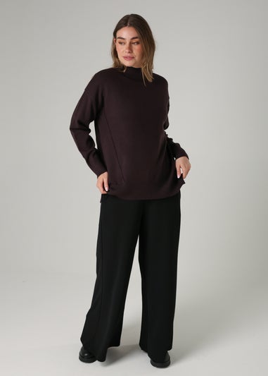 French Connection Brown Cosy Soft Touch High Neck Seam Jumper