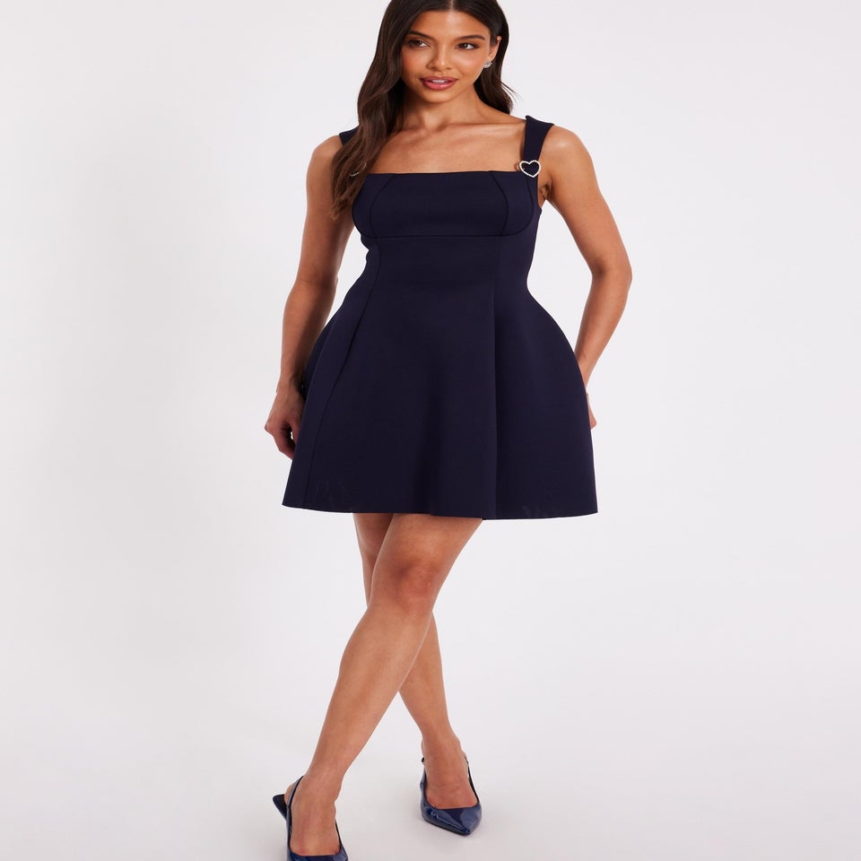Quiz Navy Heart Charm Mini Dress