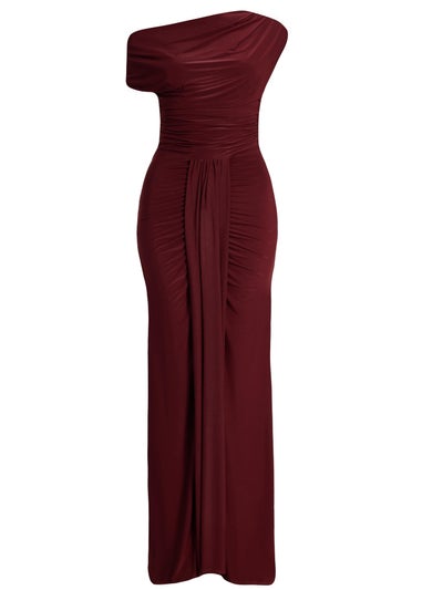 Quiz Burgundy Petite Off Shoulder Maxi Dress